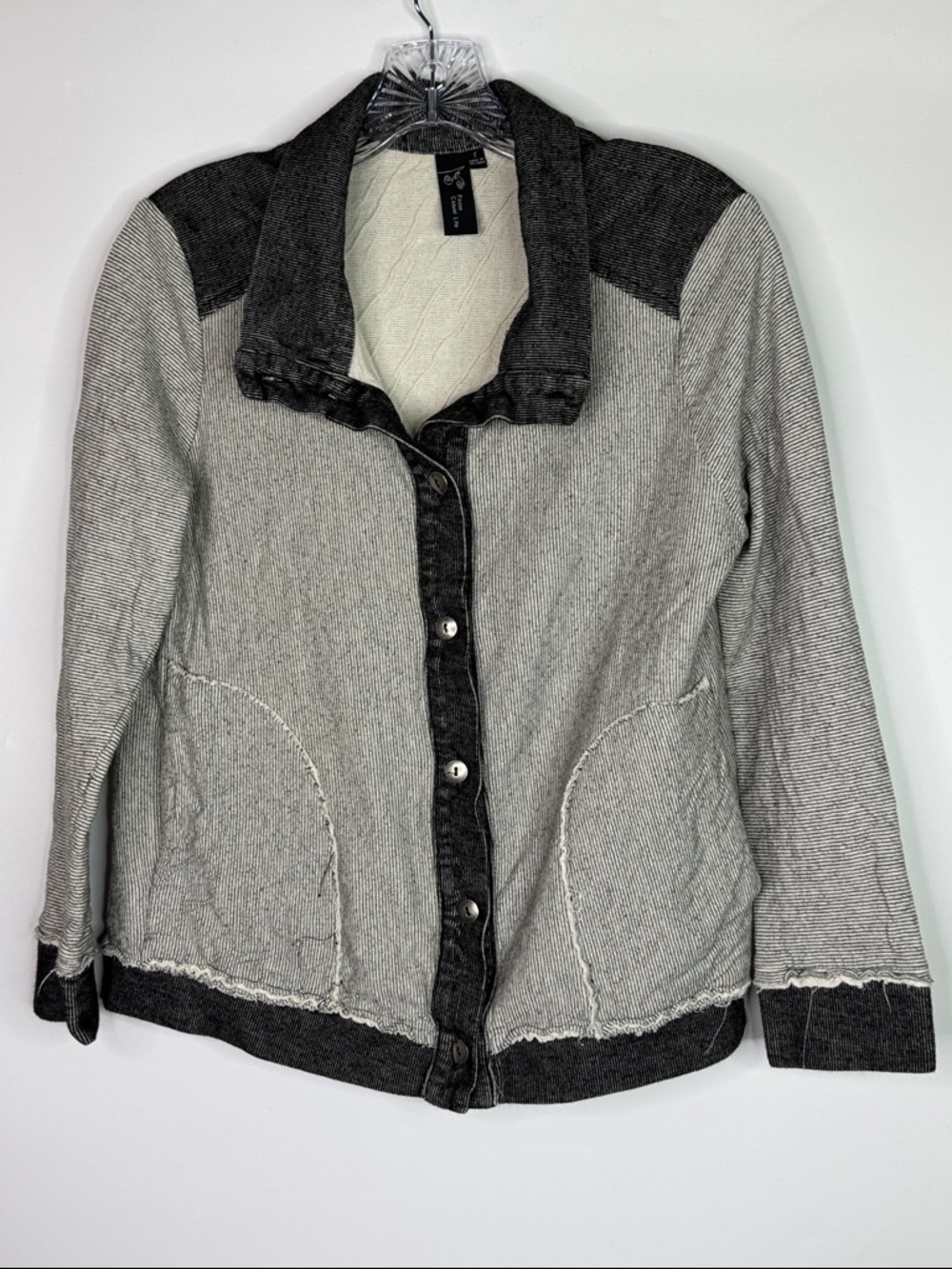Focus Casual Life Gray Button Up Shirt Jacket Size Small